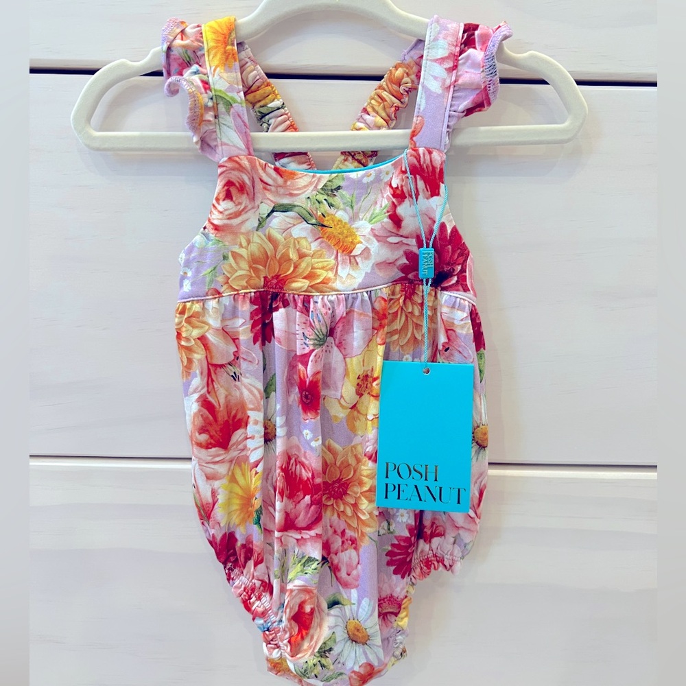 NWT posh peanut infant floral ruffle romper
